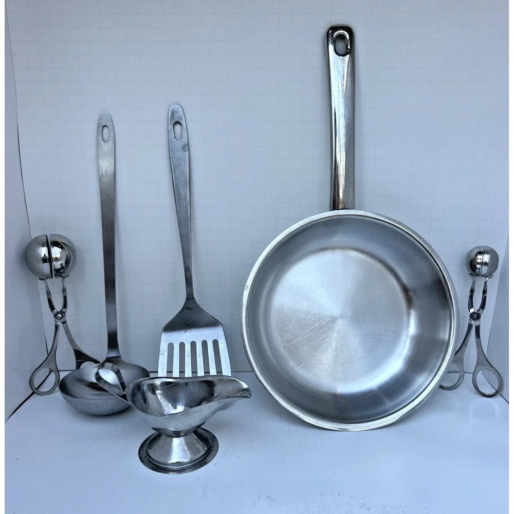Kitchen Utensil Bundle Stainless Steel Skillet Ladle Spatula‎ Gravy Boat Scoops